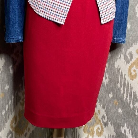 Ralph Lauren Red Wool Knee Length Pencil Skirt - Picture 9 of 16